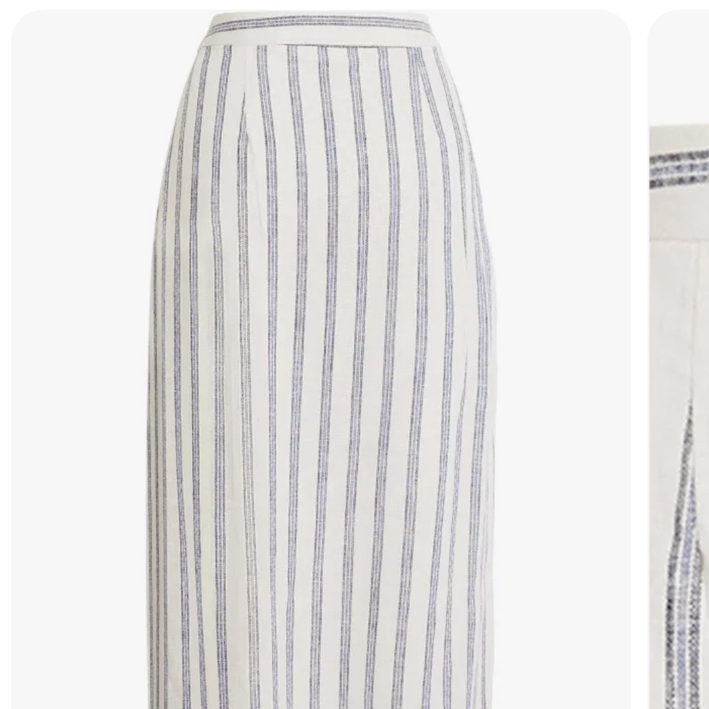 Linen zip front midi skirt